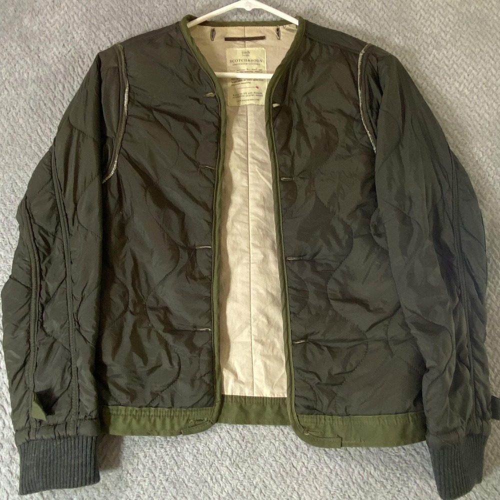 Scotch & Soda Men's S Small Olive Green M-65 Inspired Quilted Liner Jacket